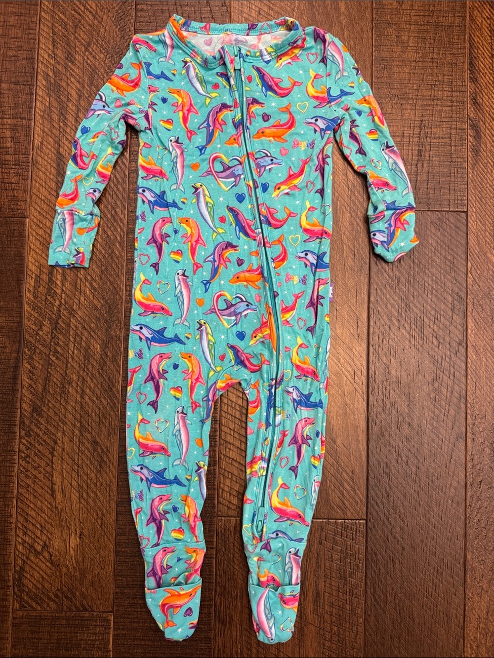 Posh Peanut x Lisa Frank Dancing Dolphins Zipper One Piece Pajama